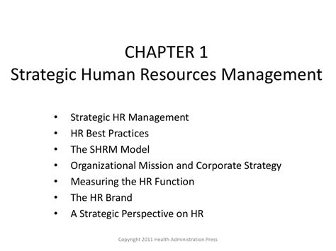Chapter 1 Strategic Human Resources Management