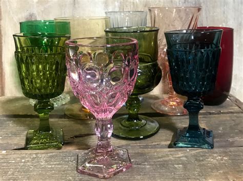 Assorted Colored And Clear Goblets And Glasses — Birdie In A Barn Vintage Event Rentals