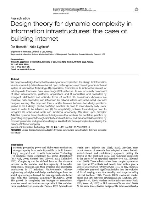 Design Theory For Dynamic Complexity In Information Infrastructures The