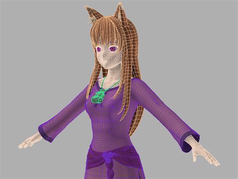 t pose rigged model of horo anime girl 3d model rigged cgtrader