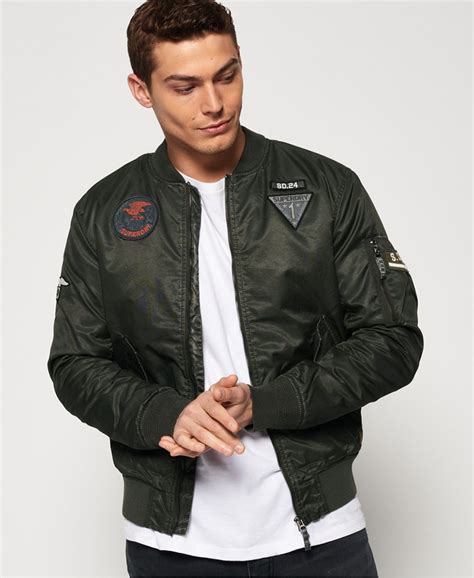 Mens Limited Edition Flight Bomber Jacket In Army Green Superdry Uk