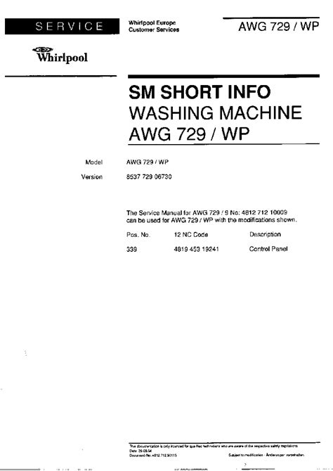 Whirlpool Awg 729wp Service Manual Download Schematics Eeprom Repair