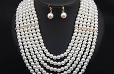 pearl set jewelry necklace women sets bohemian exaggerated layer earrings crystal multi luxury latest