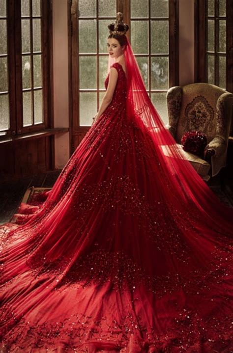 Fall’s Must Have Wedding Look 24 Gorgeous Jewel Toned Gowns Fairy Tale Wedding Dress Red