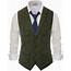 Mens British Herringbone Tweed Vest Premium Wool Waistcoat With Flap 