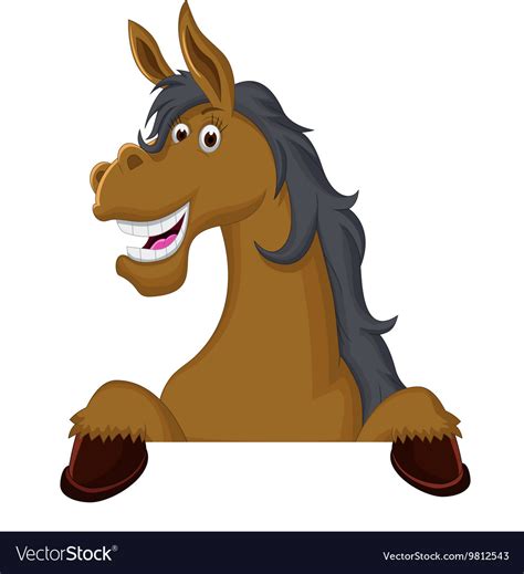 Funny Horse Cartoon With Blank Sign Royalty Free Vector