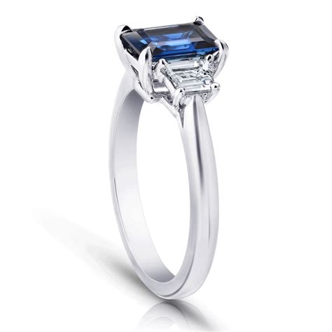 Buy The Emerald Cut Blue Sapphire And Diamond Ring At Our Online Store