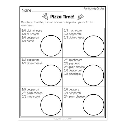 2nd Grade Math Worksheets Geometry Partitioning Circles Pizza