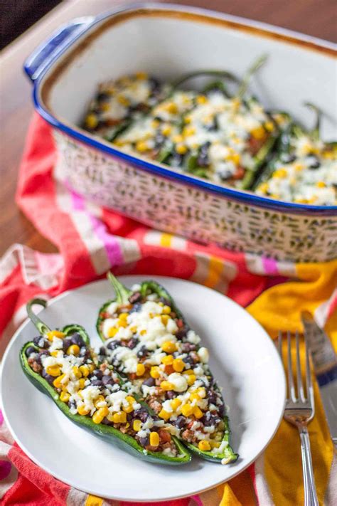 this recipe for beef stuffed poblano peppers comes together with under 30 minutes of active