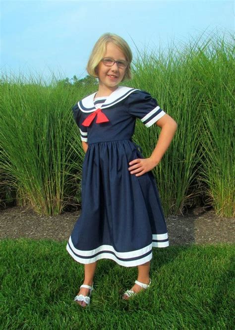 Girls Classic Sailor Dress Etsy Sailor Dress Nautical Outfits