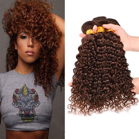 Wholesale Remy Mongolian 20inch Afro Kinky Curly Brown Color Human Hair