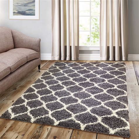 Large Thick Geometric Shag Rugs Assorted Colours Luxury