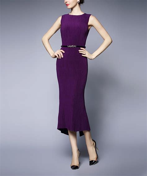 Gyalwana Purple Sleeveless Sheath Midi Dress Women Fashion Long