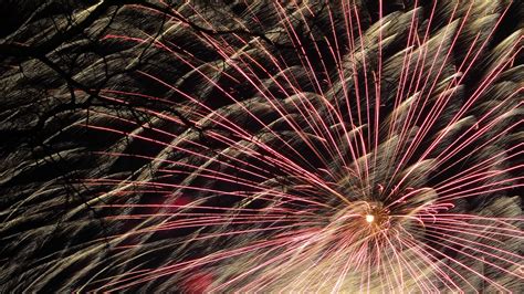 Download Wallpaper 1366x768 Fireworks Salute Sparks Bright Night