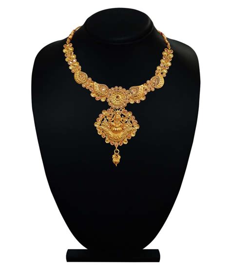 Caj Brass Golden Collar Traditional 12kt Gold Plated Necklaces Set Buy Caj Brass Golden Collar