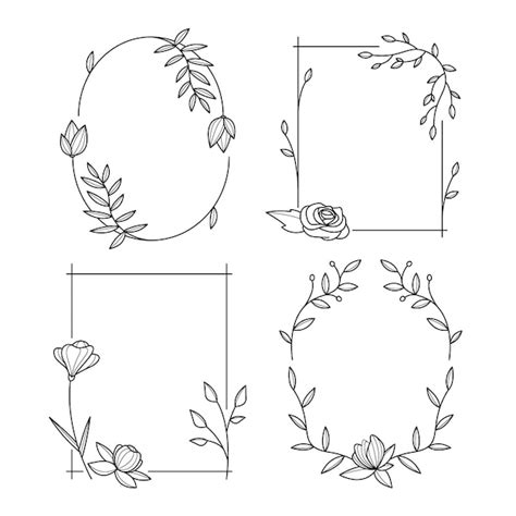Premium Vector Hand Drawn Floral Frame Collection