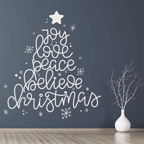 Joy Love Peace Christmas Tree Quote Wall Sticker