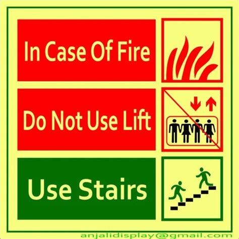 Square Red And Yellow Do Not Use Lift In Case Of Fire Sign For