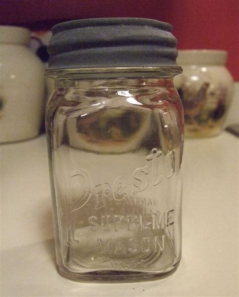 Vintage Presto Supreme Mason Square Pint Jar Made By Illinois Glass