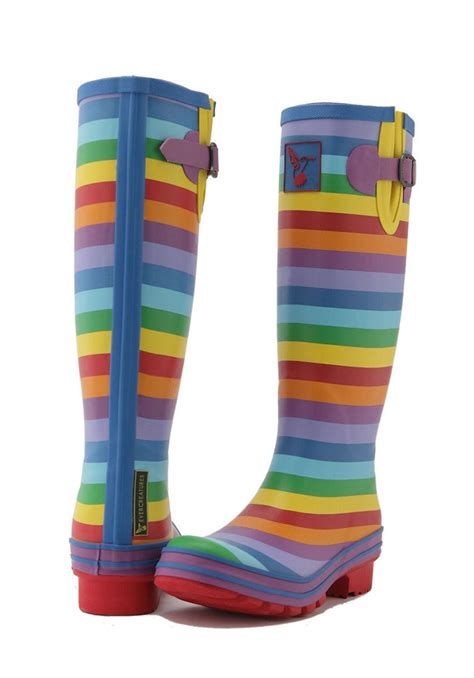 Evercreatures Rainbow Tall Wellies Funky Wellington Boots