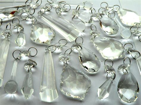 25 Chandelier Drops Clear Glass Antique Shapes Crystals Droplets Prisms