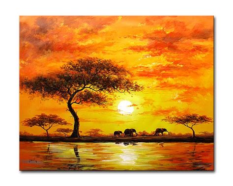 African Sunset Paintings Other Artwork Modern Landscape Painting