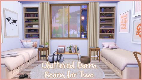 The Sims 4 Speed Build Cluttered Dorm Room For 2 Cc Links Youtube