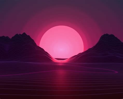 Free Download Sun In Retro Wave Mountains Wallpaper Hd Artist 4k