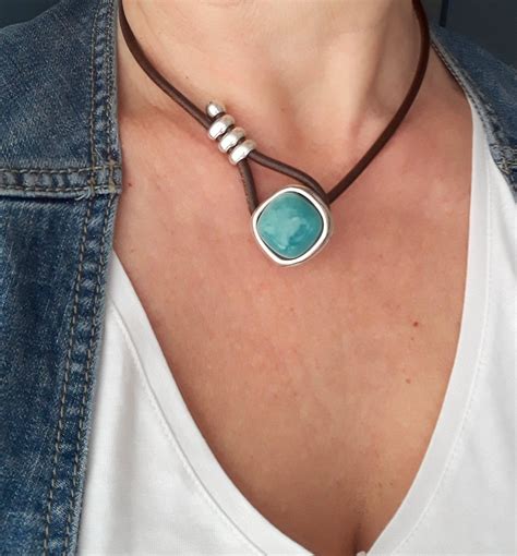 Turquoise Necklace Turquoise Choker Women S Jewelry Boho Etsy In 2021