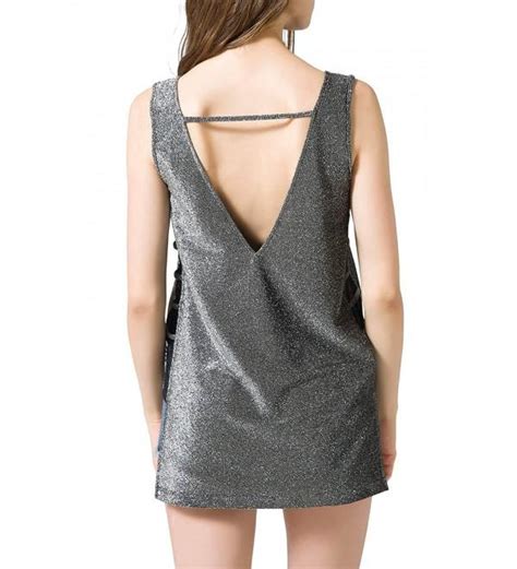 Womens Sexy Sleeveless Sparkle Shimmer Deep V Neck Camisole Vest Tank