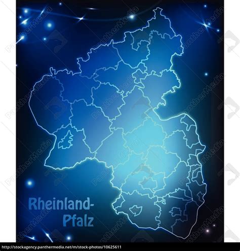 Karte Von Rheinland Pfalz Mit Grenzen In Leuchtenden Lizenzfreies