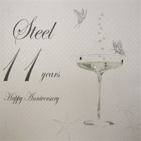 White Cotton Cards Bd C Coupe Glass Happy Anniversary Steel Years Handmade Anniversary