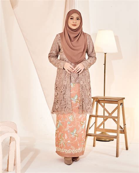 Baju Kebaya Batik Lace Estela Latte Brown Muslimahclothingcom