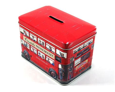 Vintage Tin Bank London Double Decker Red Bus Churchills Etsy Red