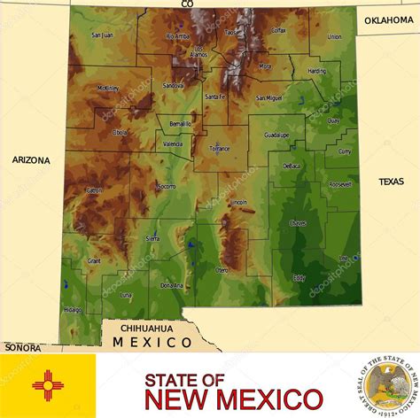 Mapa Del Emblema De Los Condados De Nuevo México Vector Gráfico