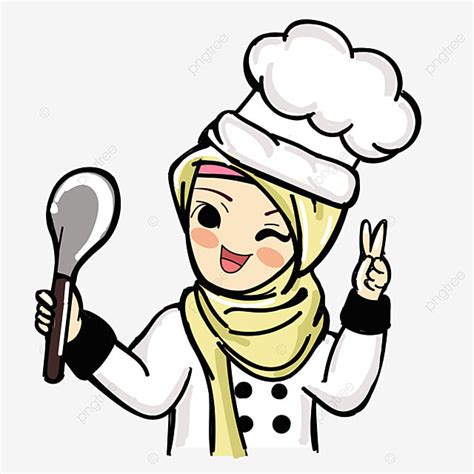 Cute Female Chef Clipart Vector Muslim Chef Cute Cartoon Muslim Chef