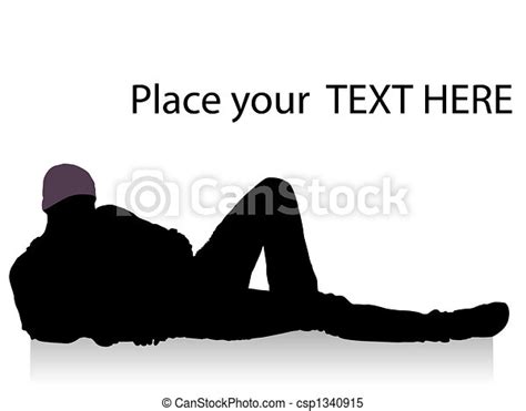 Man In Cap Lying Down On Floor Silhouette Of Man With Cap Lying Down