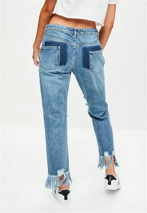 Blue Lust Deconstructed Ripped Boyfriend Jeans Missguided