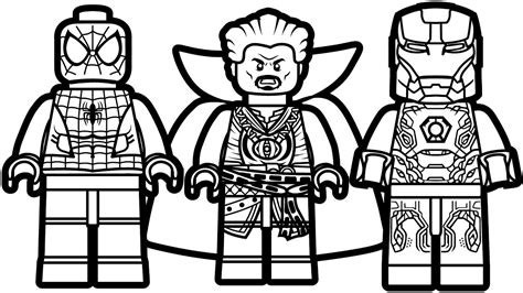 Print your own spiderman coloring book with these amazing coloring sheets! Lego: Spiderman, Doctor Strange And Iron Man Coloring Page ...