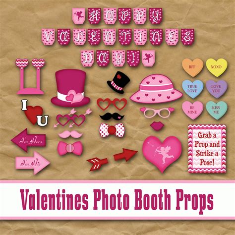 Printable Valentines Day Photo Booth Props And By Oldmarket