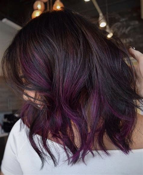 Purple Ends Brunette Hair Color Brown Hair Shades Hair Color Purple