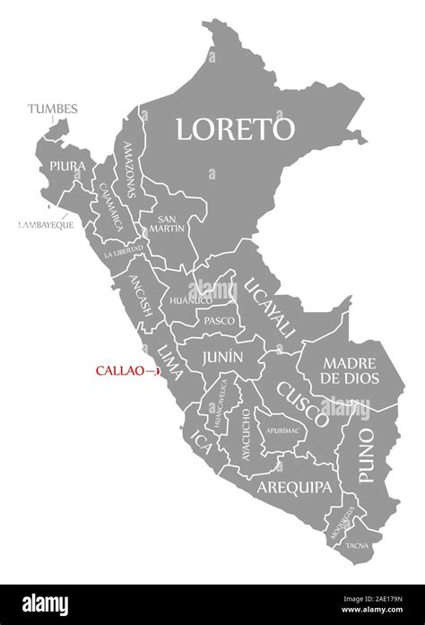 Callao Resaltada En Rojo En El Mapa De Perú Fotografía De Stock Alamy