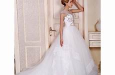 wedding beading scoop cathedral organza gown trim neck train ball dress gemgrace