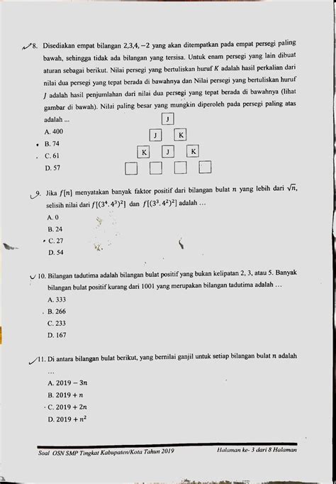 Berdasarkan pada silabus olimpiade sains nasional (osn) sekolah menengah pertama tahun 2018, bahwasannya silabus olimpiade sains nasional tingkat kesulitan tersebut dibuat berjenjang, soal untuk tingkat provinsi relatif lebih sulit dibandingkan tingkat kabupten/kota, dan soal tingkat. Contoh Latihan Soal: Latihan Soal Osn Matematika Smp 2018