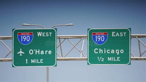 Interstate 190 Road Signs Near Chicago O`hare Airport Img