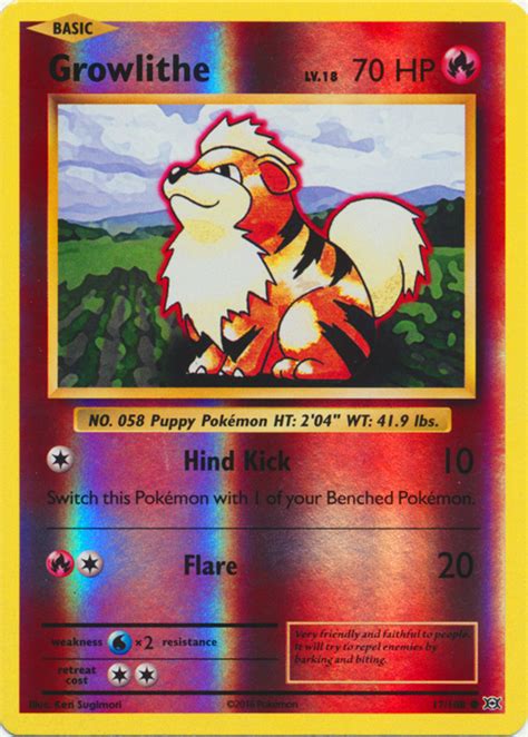 It is vulnerable to ground, rock and water moves. Growlithe - 17/108 - Common - Reverse Holo - Pokemon Card ...
