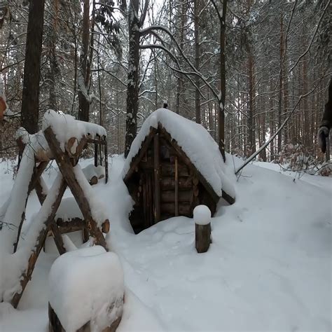 Dugout Shelter 28c Solo Winter Bushcraft Camp New Skis Winter