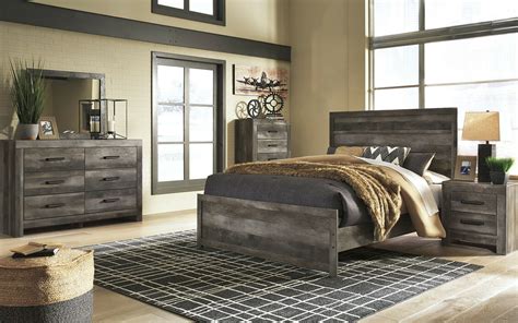 New Modern Rustic Gray Finish 5 Pieces Bedroom Set W King