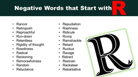 Negative Words That Start With R Grammarvocab