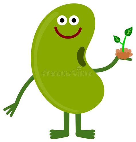 Bean And Plant Illustration Of A Cute Cartoon Bean Holding A Plant Affiliate Illustration